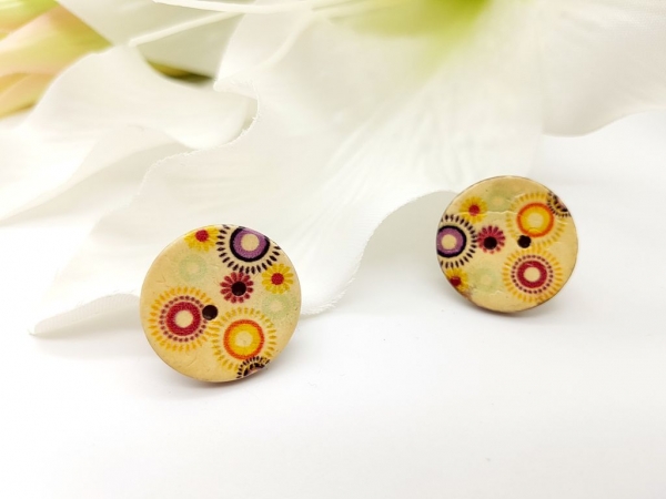 Blumen Kokos Knopf Ohrstecker Flower